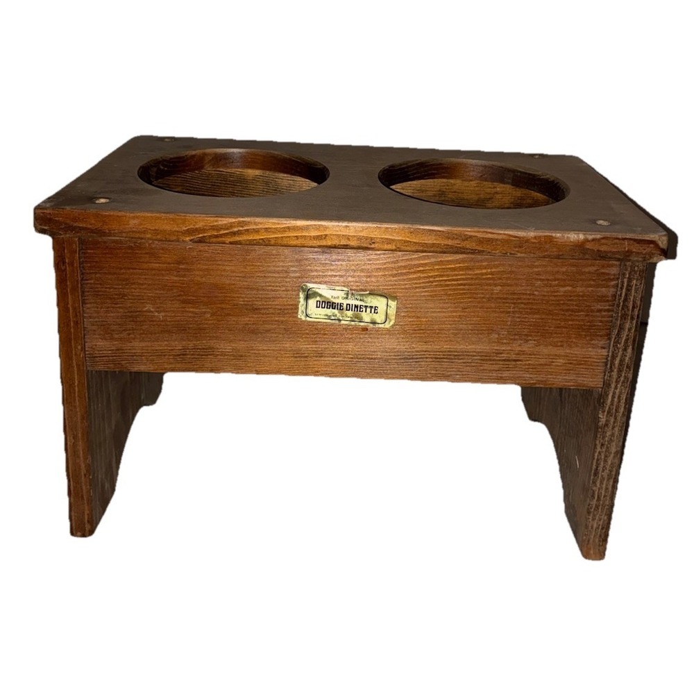 The Original Doggie Dinette Double Bowl Holder Elevated Stand Raised MCM Vintage